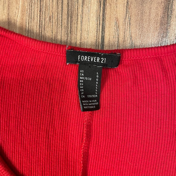 Forever 21 Red Ribbed bodysuit size L - Picture 2 of 4